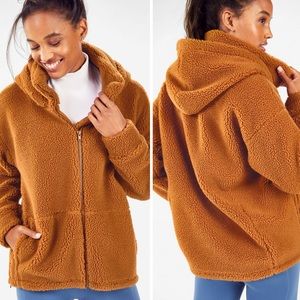 LIKE NEW Fabletics Lotta Teddy Jacket in Caramel Brown